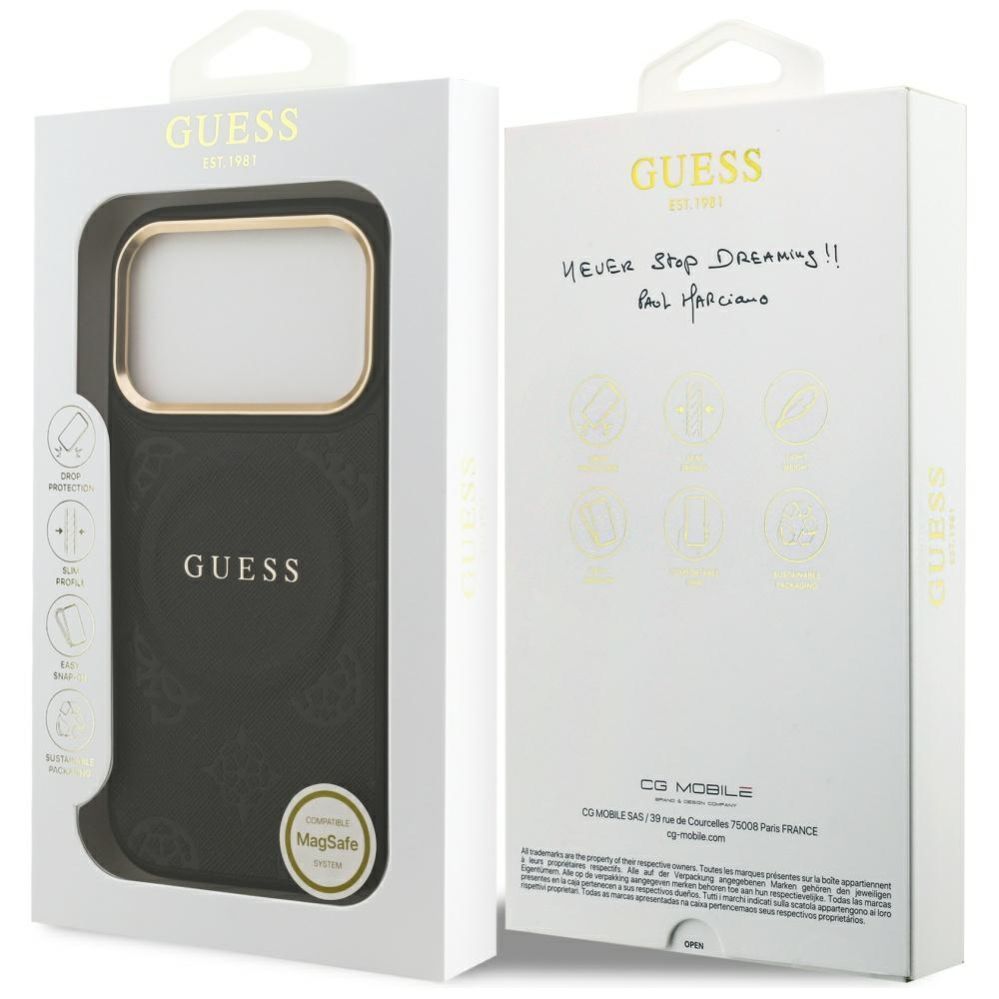 Muud kaubad Guess Guess Peony Hot Stamp MagSafe Case for iPhone 17 Pro - Black