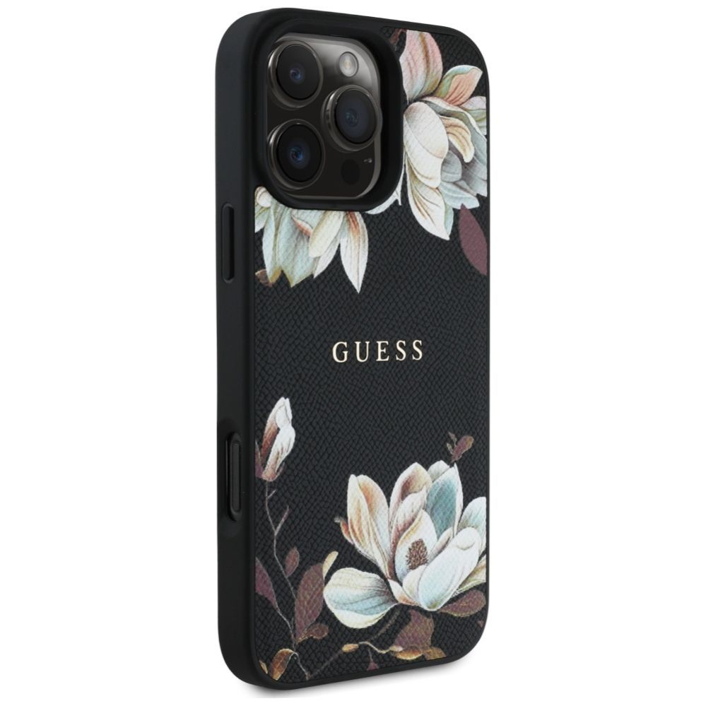 Muud kaubad Guess Guess Grained Printed Flower Pattern MagSafe case for iPhone 16 Pro Max black