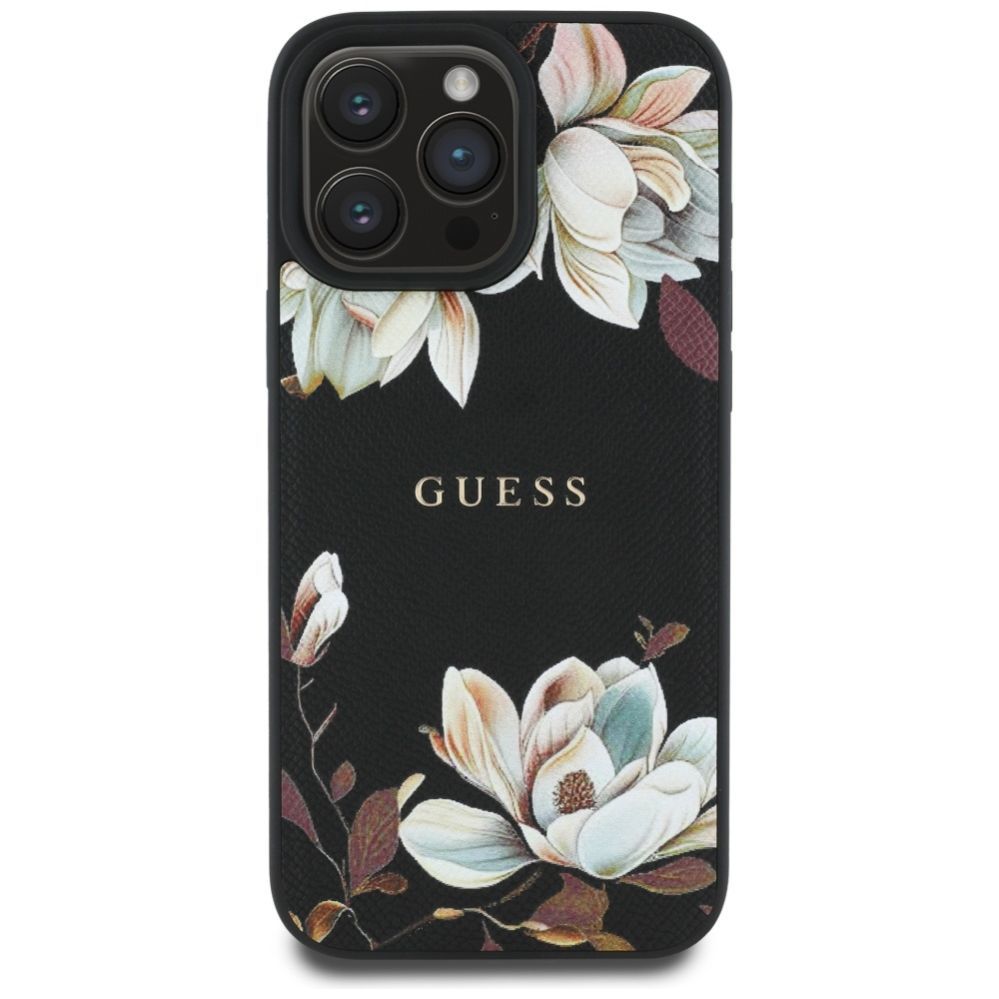 Muud kaubad Guess Guess Grained Printed Flower Pattern MagSafe case for iPhone 16 Pro Max black