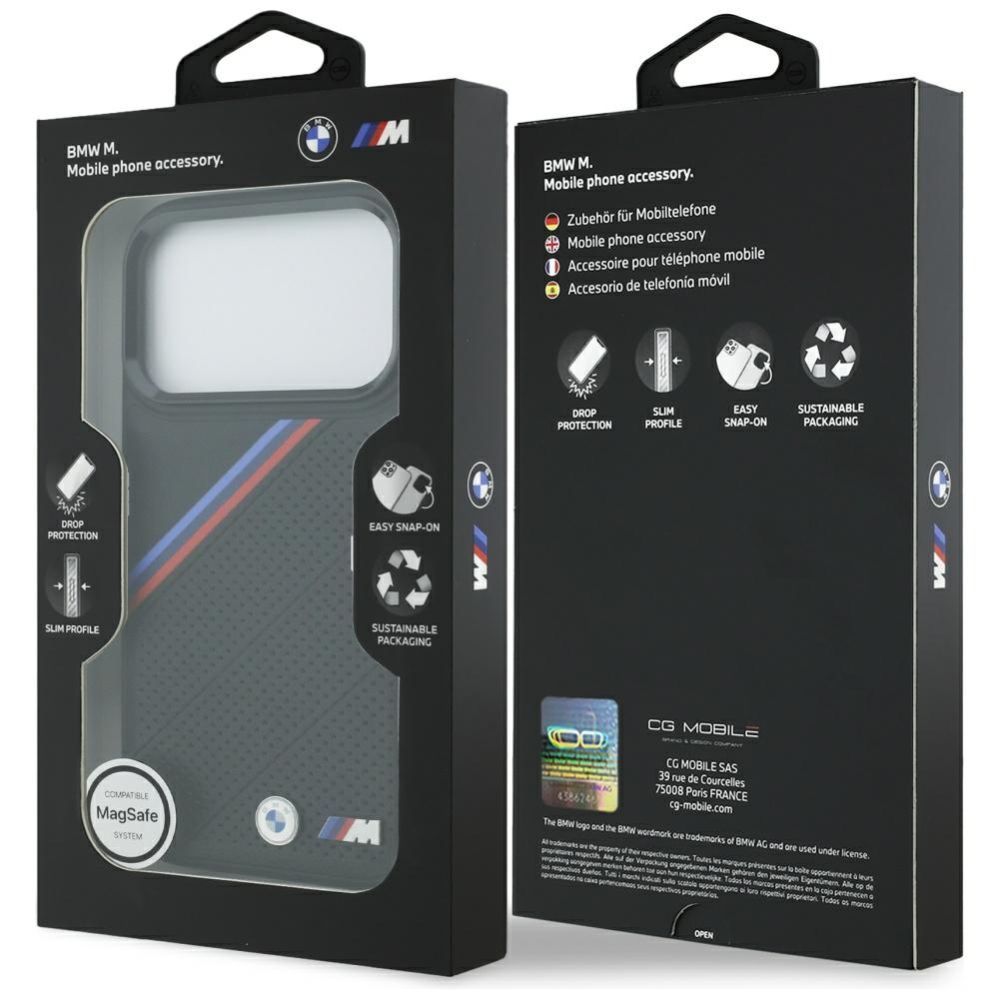 Muud kaubad BMW BMW M Tricolor Metal Logo MagSafe Case for iPhone 17 Pro - Black