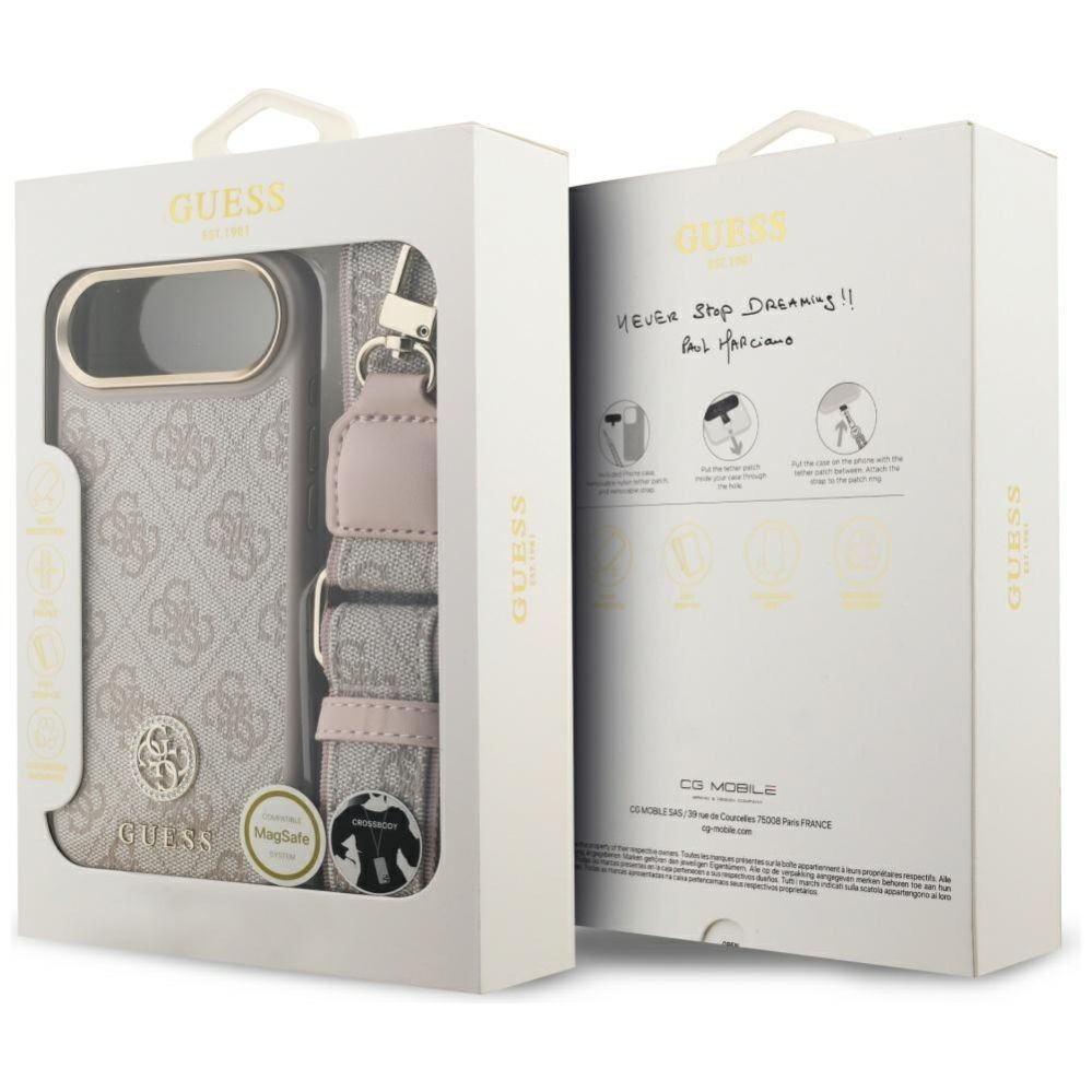 Muud kaubad Guess Guess 4G Strass Logo & Big Strap Metal Buttons MagSafe Case for iPhone Air - Pink