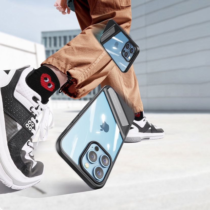 Tagakaaned Ugreen Ugreen Fusion Kickstand Case iPhone 13 Pro Hard Cover with Gel Frame and Stand black (90153)