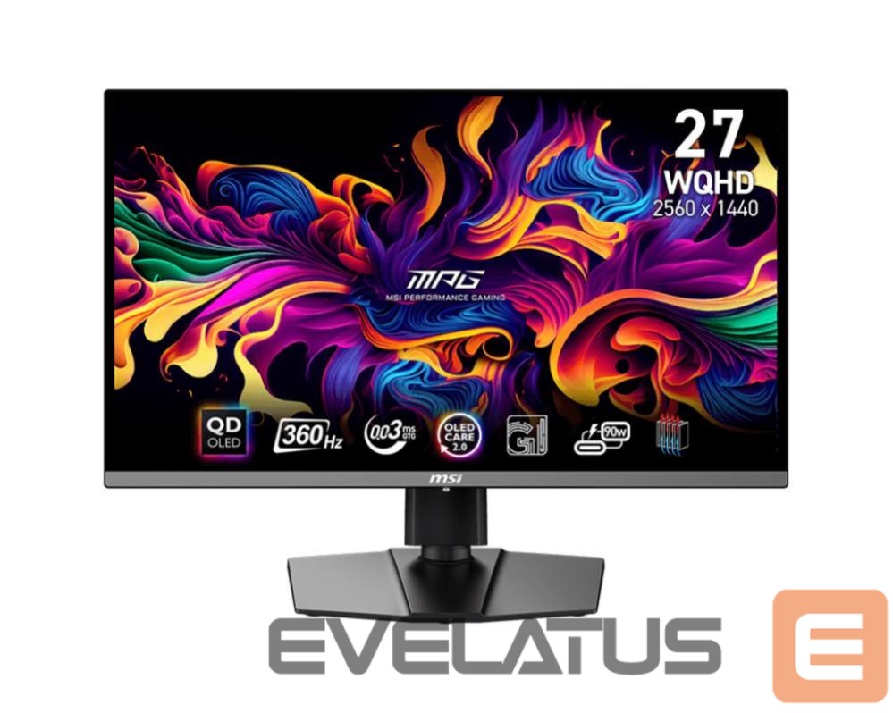 Monitorid MSI Monitor||MPG 271QRX QD-OLED|26.5"|Gaming|Panel QD-OLED|2560x1440|16:9|360Hz|Matte|0.03 ms|Swivel|Pivot|Height adjustable|Tilt|Colour Black|MPG271QRXQD-OLED