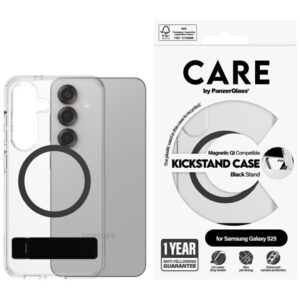 Muud kaubad Panzer Glass  CARE by PanzerGlass Feature Black Kickstand & QI Case for Samsung Galaxy S25 - Transparent 