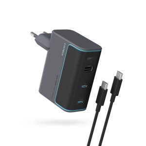 Adapter Cuktech  Cuktech CUKAD1003EUG GaN 100W Wall Charger 2 x USB-C 1 x USB-A with USB-C Cable - Gray 