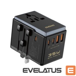 Adaptrid Dudao  Dudao A35Pro 35W EU / UK / AUS / US / JP travel adapter 3x USB-C 2x USB-A - black 