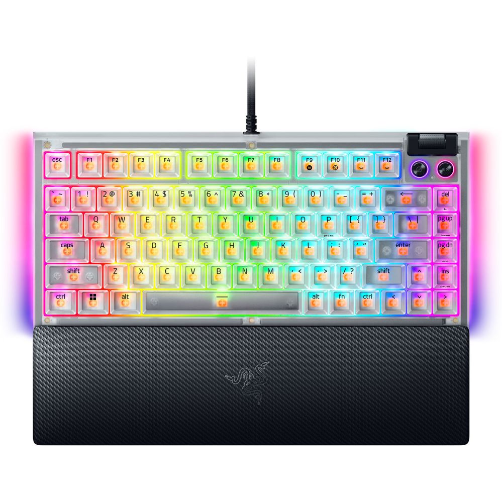 Computer keyboard Razer Hot-swappable Mechanical Gaming Keyboard | BlackWidow V4 75% | Gaming Keyboard | Wired | US | Phantom White Edition | USB Type-C | Mechanical Switches (Tactile)