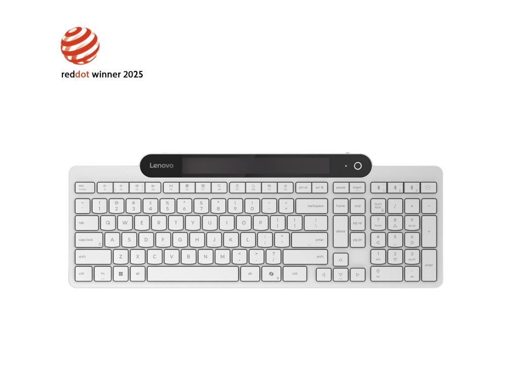 Computer keyboard Lenovo 800 Self-Charging Bluetooth Keyboard-US English | Keyboard | Bluetooth | US English | White