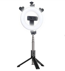 Selfie nūja CP  X5 LED 16cm Rechargeable Selfie Lamp with BT Remote & Handle + Floor Stand 20-90cm + Phone Holder 