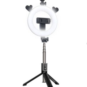 Selfie nūja CP  X5 LED 16cm Rechargeable Selfie Lamp with BT Remote & Handle + Floor Stand 20-90cm + Phone Holder 
