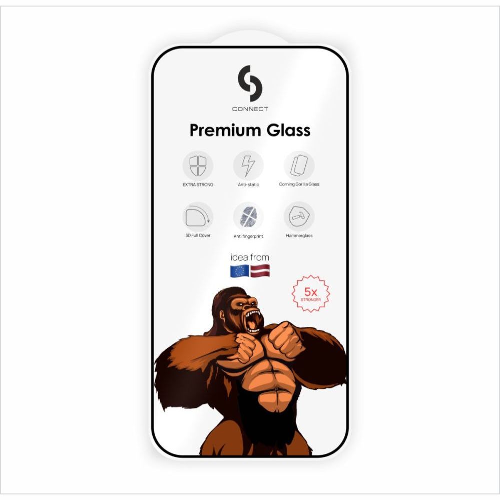 Protective glass Connect Samsung Galaxy S26 Edge / S26 Plus Corning Gorilla Glass Anti-Static 3D Full Cover 5X Stronger Black