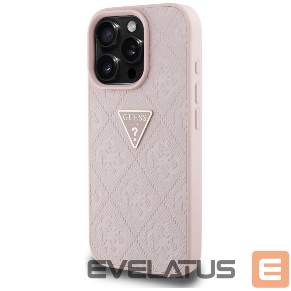 Muud kaubad Guess Guess Hot Stamp 4G Pattern Triangle Metal Logo iPhone 16 Pro Case - Pink