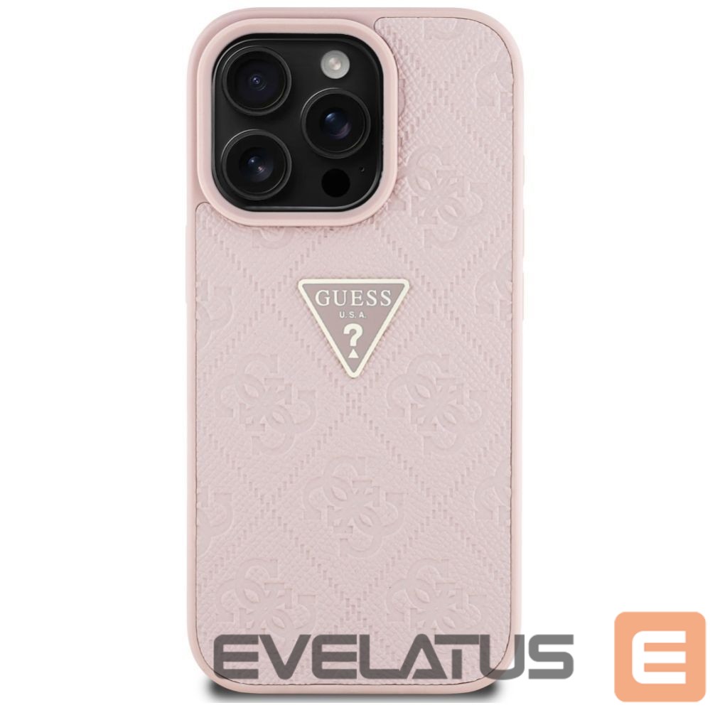 Muud kaubad Guess Guess Hot Stamp 4G Pattern Triangle Metal Logo iPhone 16 Pro Case - Pink