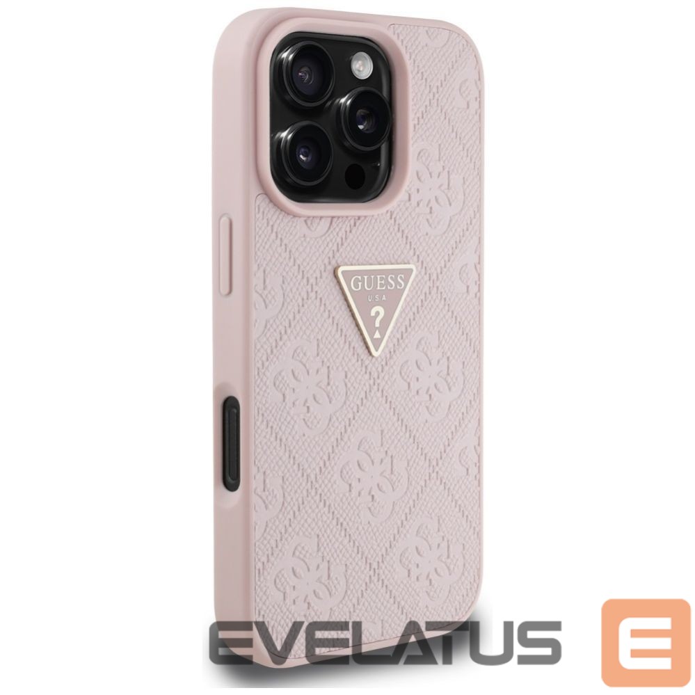 Muud kaubad Guess Guess Hot Stamp 4G Pattern Triangle Metal Logo iPhone 16 Pro Case - Pink