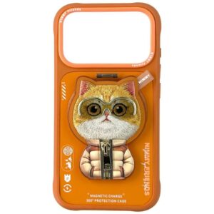 Citas preces Nimmy  Nimmy Cool&Cute 2.0 Cat Case for iPhone 17 Pro Max with Magnetic Hanger - Orange 