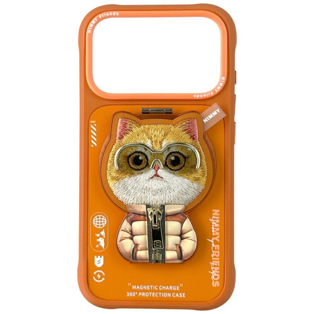 Citas preces Nimmy Nimmy Cool&Cute 2.0 Cat Case for iPhone 17 Pro Max with Magnetic Hanger - Orange