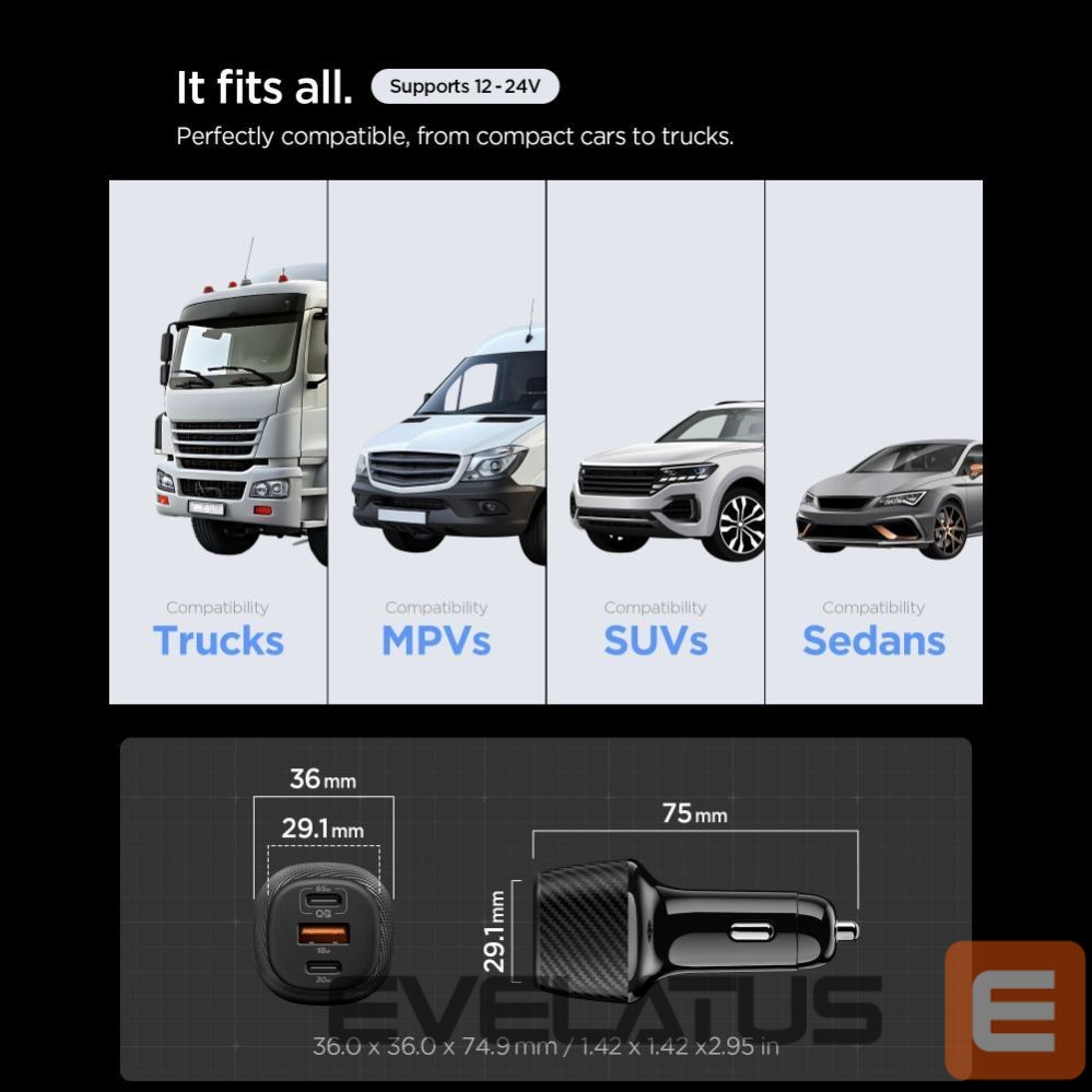 Muud kaubad Spigen Spigen Essential EV1133 3-port car charger - black