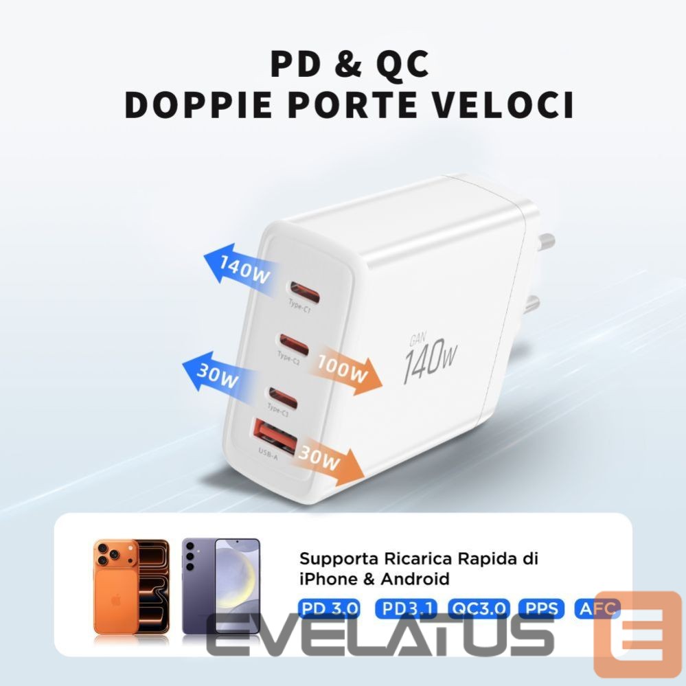 Muud kaubad Tech-Protect Tech-Protect NC140W-GAN 4-Port 140W Wall Charger - White