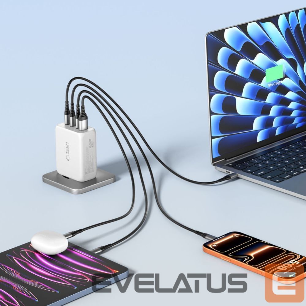 Muud kaubad Tech-Protect Tech-Protect NC200W-GaN 4-Port 200W Wall Charger - White