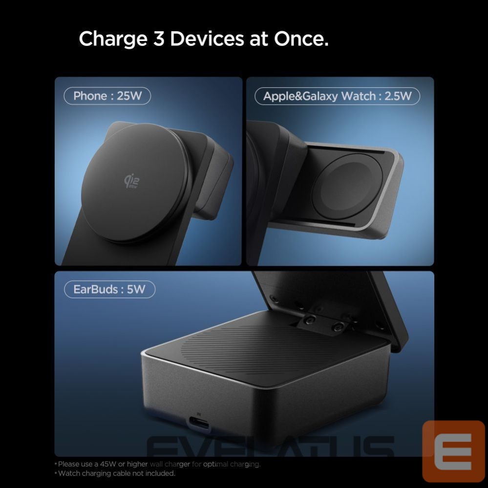Other goods Spigen Spigen Essential Qi2.2 25W 3in1 MagSafe Magnetic Wireless Charger - Black