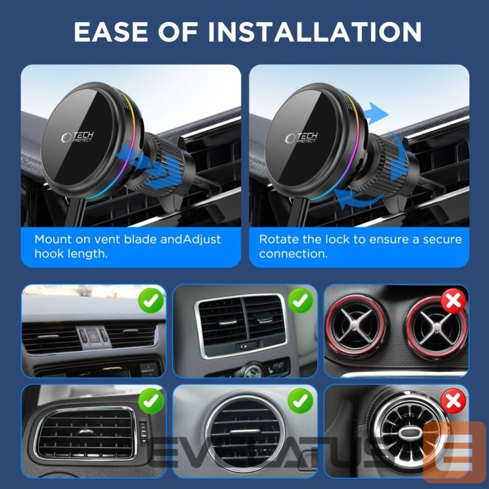 Muud kaubad Tech-Protect Tech-Protect V9 MagSafe 25W Qi 2.2 Car Charger - Black