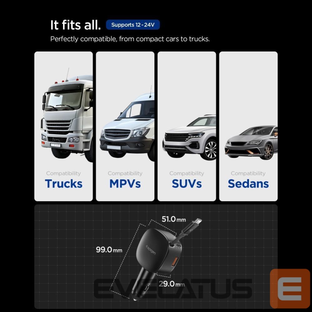 Muud kaubad Spigen Spigen EV603BT 60W Car Charger - Black