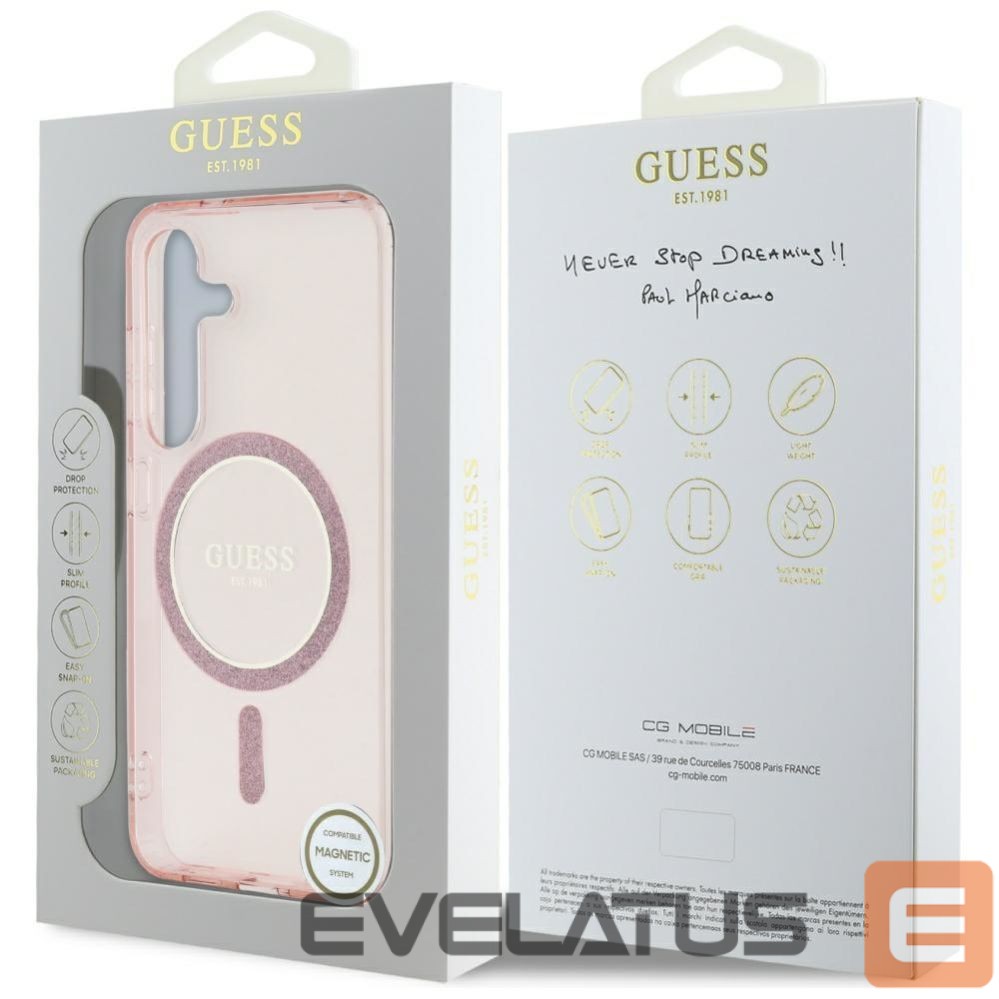 Muud kaubad Guess Guess Glitter Circle Classic Logo MagSafe Case for Samsung Galaxy S25 Pink