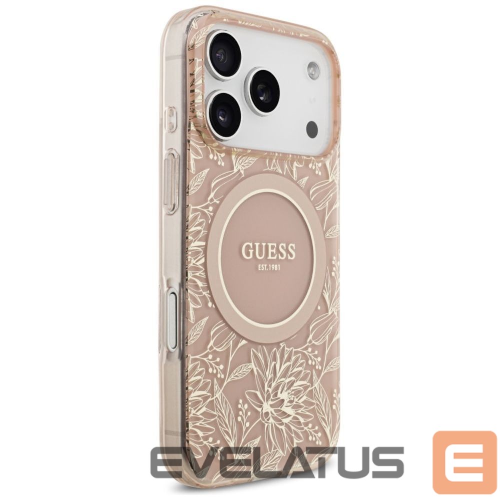 Muud kaubad Guess Guess IML Flowers Electro Pearl Strap MagSafe Case for iPhone 17 Pro - Pink