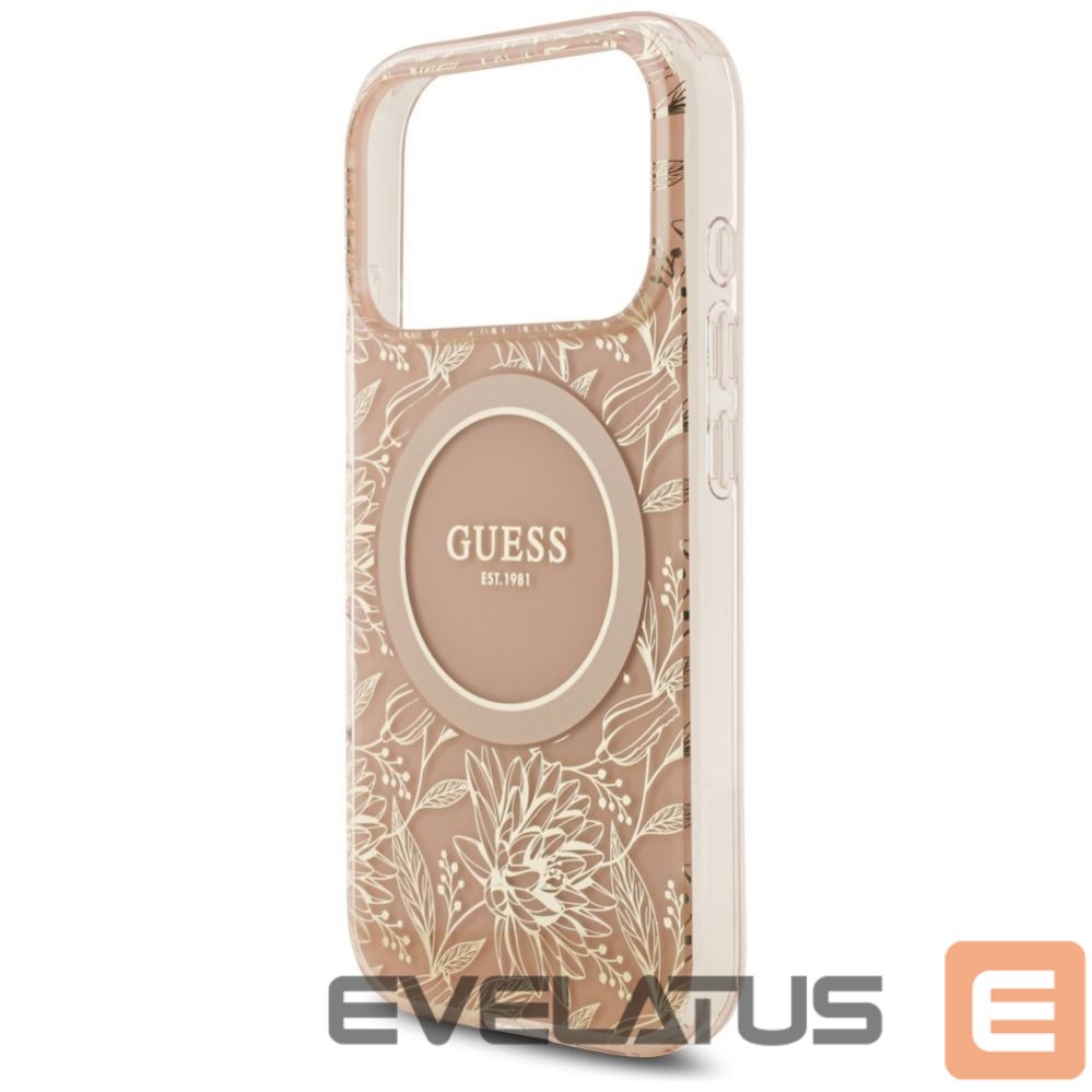 Muud kaubad Guess Guess IML Flowers Electro Pearl Strap MagSafe Case for iPhone 17 Pro - Pink