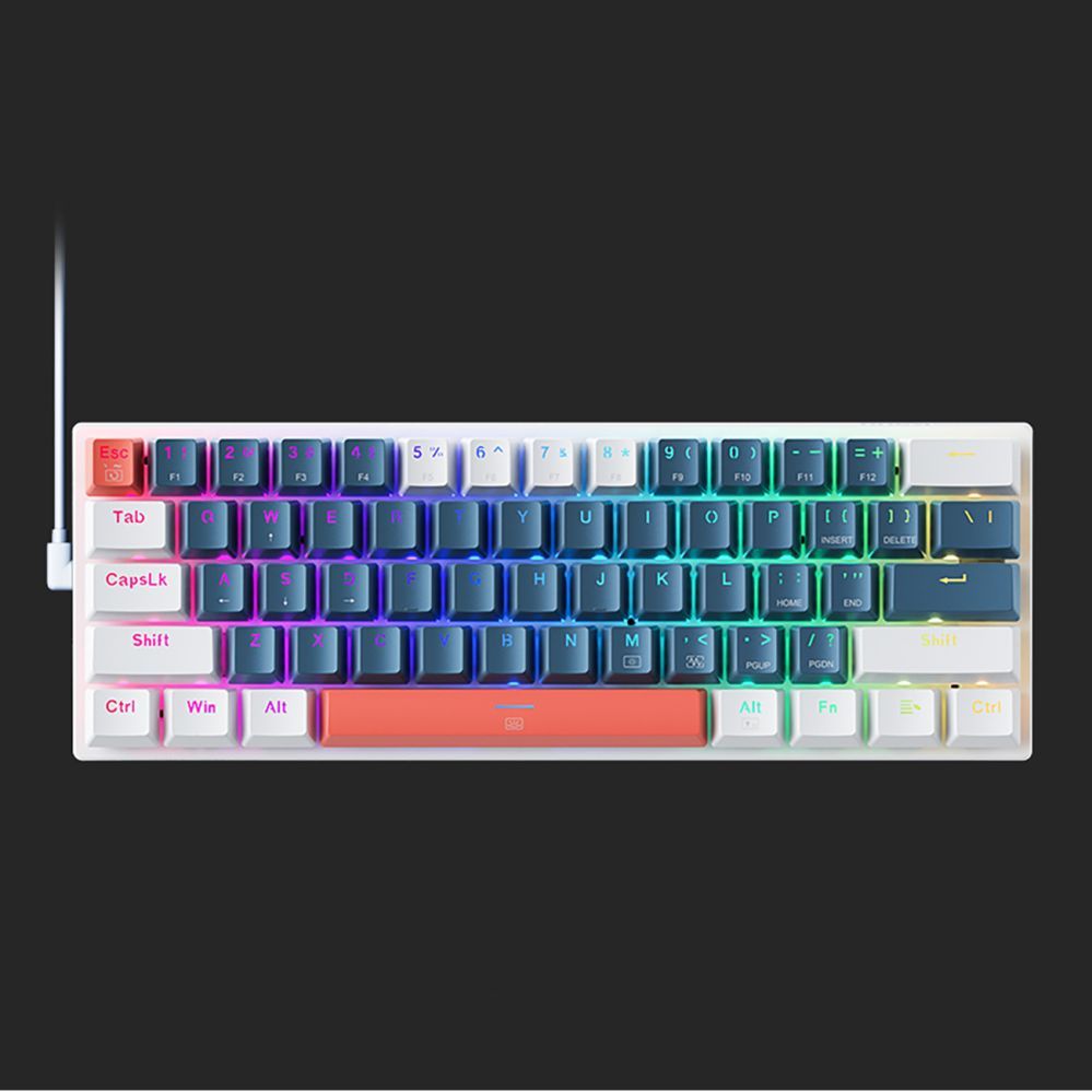 Arvuti klaviatuur Machenike Machenike K500-B61 Wired Mechanical Gaming Keyboard with Backlight Blue Switch - Blue and White