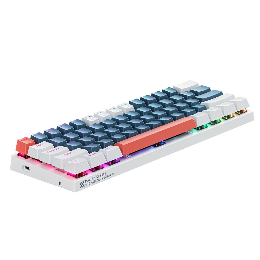 Arvuti klaviatuur Machenike Machenike K500-B61 Wired Mechanical Gaming Keyboard with Backlight Blue Switch - Blue and White