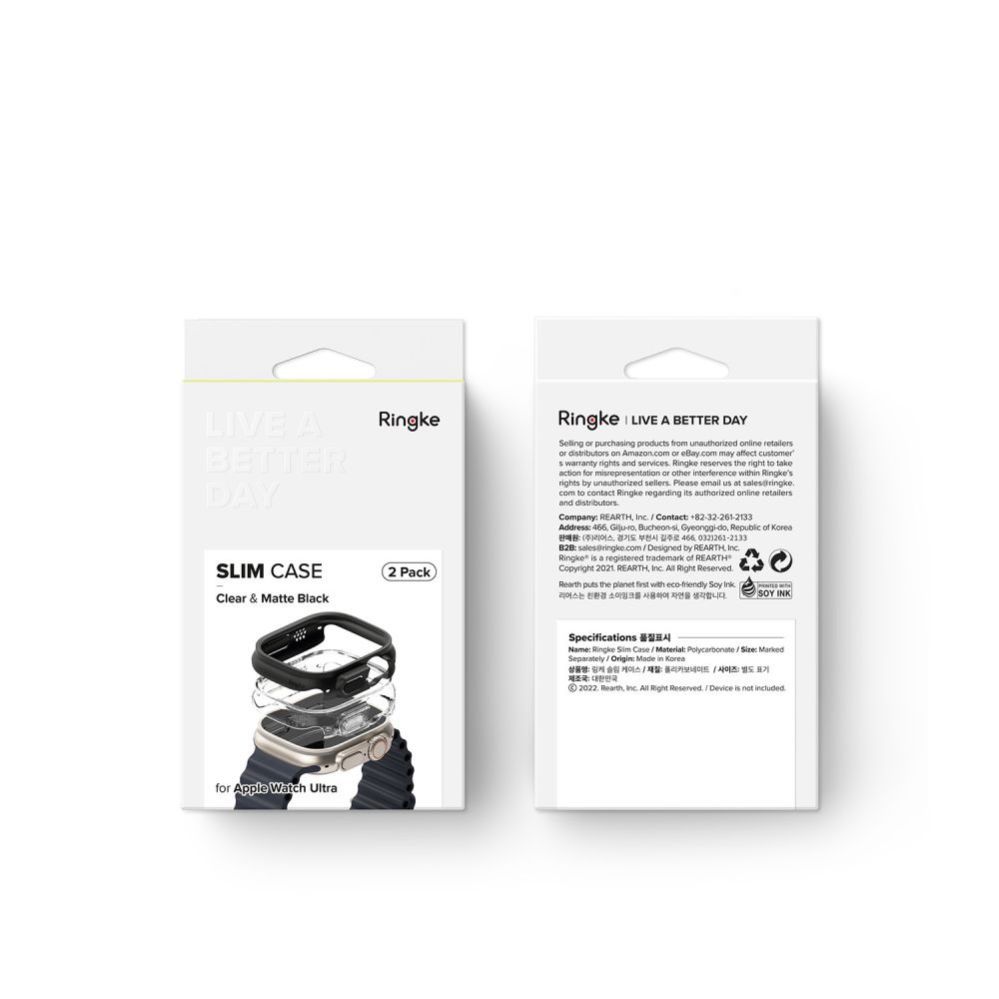 Muud kaubad Ringke Ringke Slim 2-pack Case for Apple Watch Ultra 1/2 (49mm) - Clear and Matte Black
