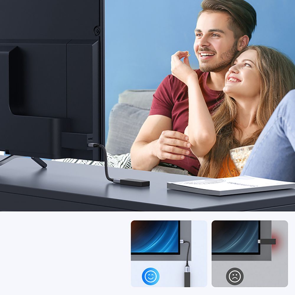 Kabelis Ugreen Ugreen HD165 HDMI (Male) / HDMI (Female) 8K Cable 0.15m - Gray