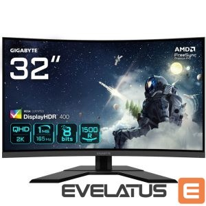 Monitor Gigabyte  Gaming Monitor G32QC A 31.5 ", VA, QHD, 2‎560 x 1440 pixels, 1 ms, 350 cd/m², Black, 165 Hz, HDMI ports quantity 2 