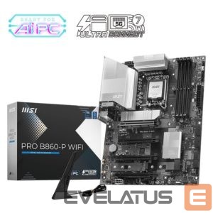 Intel protsessori emaplaat MSI  Mainboard||Intel B860 Express|LGA1851|ATX|Memory DDR5|Memory slots 4|2xPCI-Express 4.0 1x|1xPCI-Express 4.0 4x	|1xPCI-Express 5.0 16x|3xM.2|1xHDMI|1xDisplayPort|8xUSB 2.0|2xUSB 3.2|1xUSB-C|1xRJ45|3xAudio port|1xThunderbolt|PROB860-PWIFI 