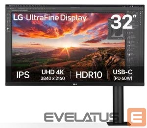 Monitor LG  LCD Monitor||31.5"|Panel IPS|3840x2160|16:9|60Hz|5 ms|Speakers|Swivel|Pivot|Height adjustable|Tilt|Colour Black|32UN880K-B 