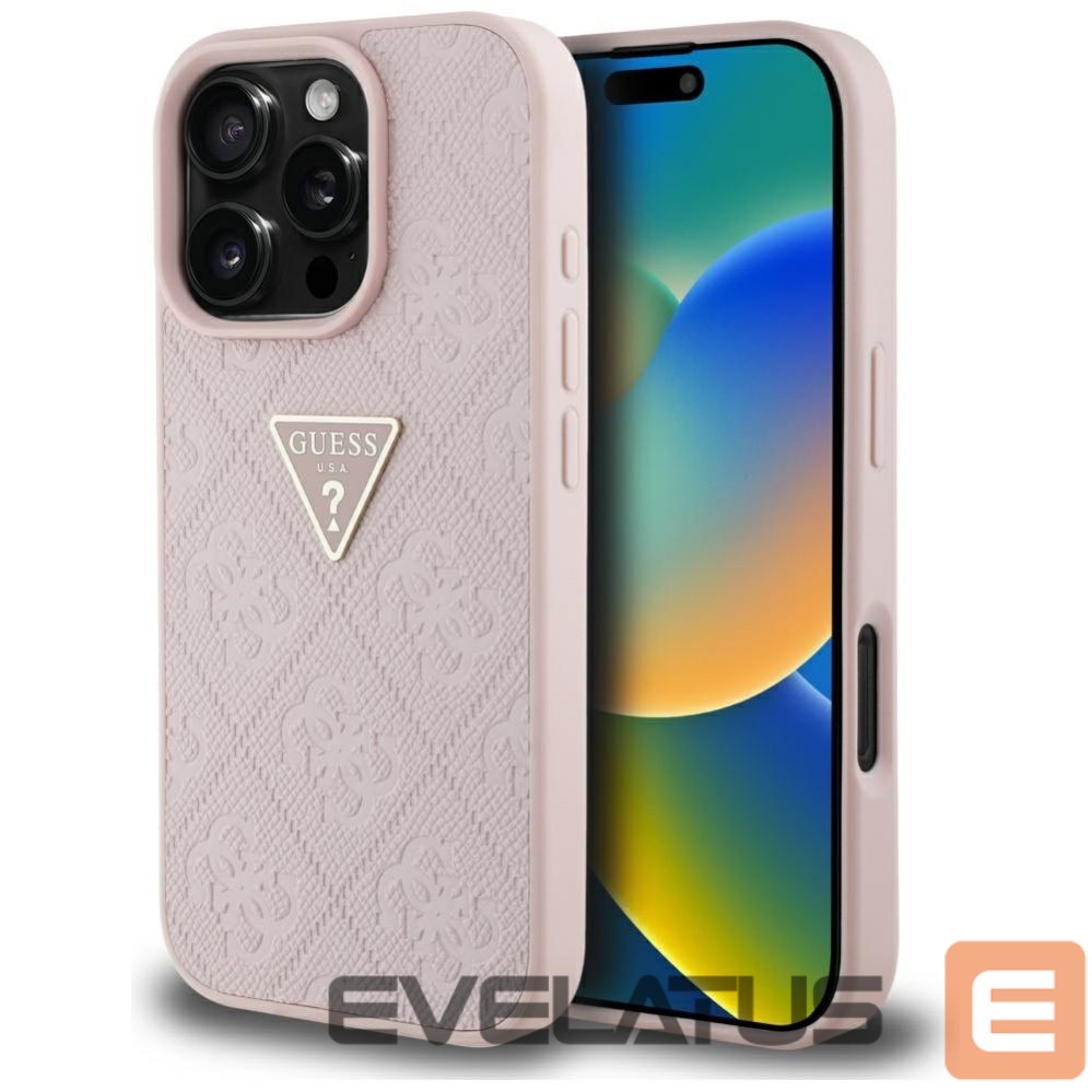 Muud kaubad Guess Guess Hot Stamp 4G Pattern Triangle Metal Logo iPhone 16 Pro Case - Pink