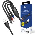 Other goods 3MK  3mk Hyper Cable N-SERIES 3 in 1 USB-A / Lightning / Micro 1.2m 9V/2A 18W - black 