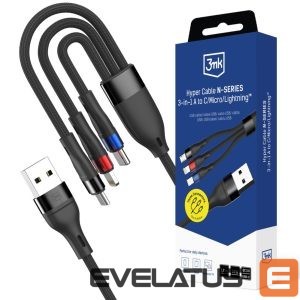 Muud kaubad 3MK  3mk Hyper Cable N-SERIES 3 in 1 USB-A / Lightning / Micro 1.2m 9V/2A 18W - black 