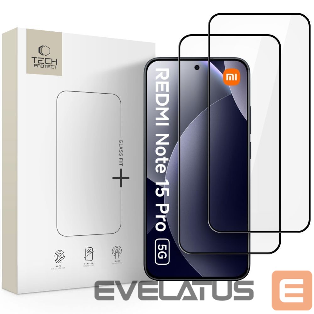 Muud kaubad Tech-Protect Tech-Protect Glass Fit+ 2-Pack Tempered Glass for Xiaomi Redmi Note 15 Pro 5G - Black