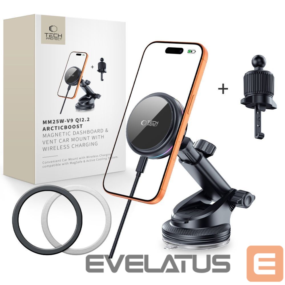 Muud kaubad Tech-Protect Tech-Protect V9 MagSafe 25W Qi 2.2 Car Charger - Black